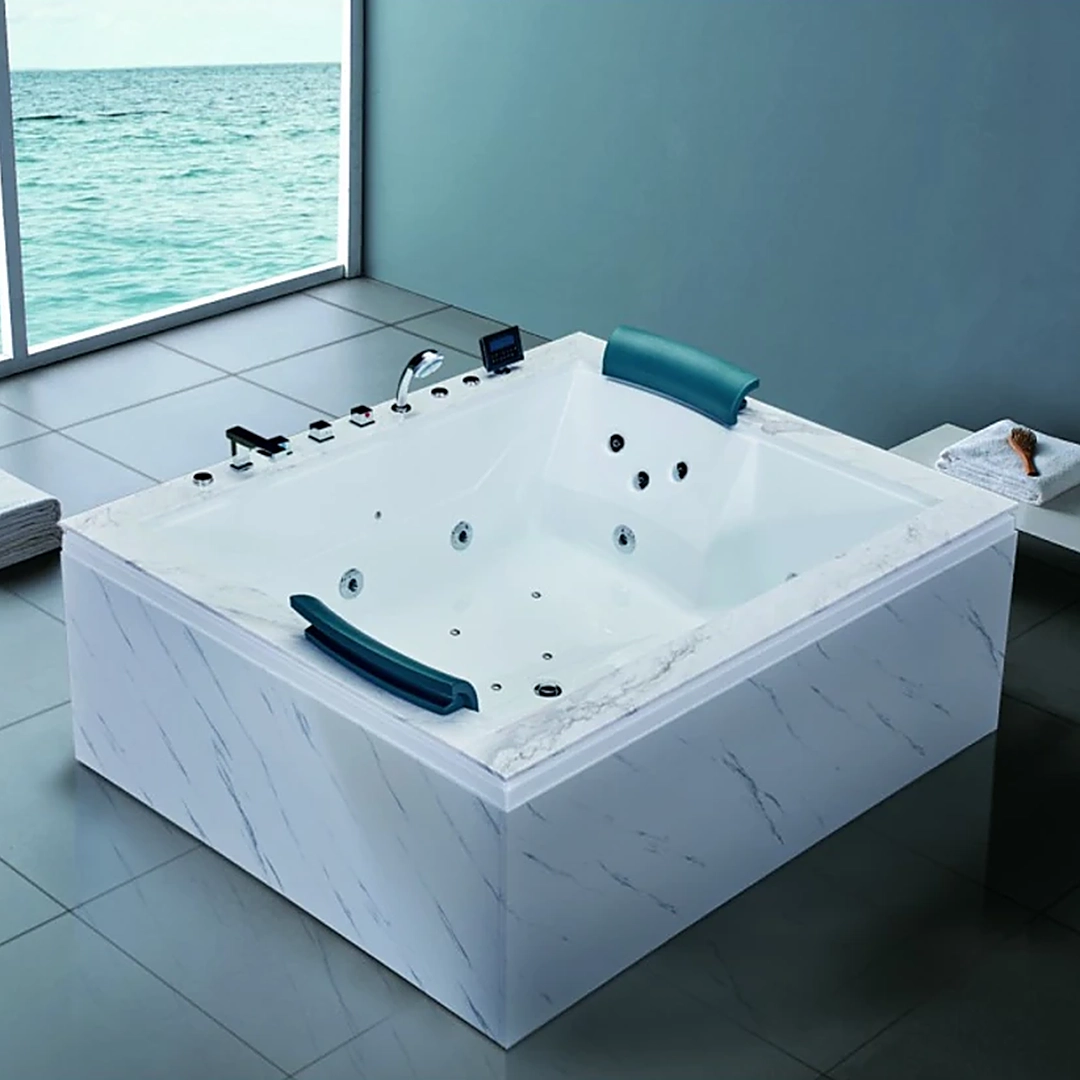 Cada cu hidromasaj - Cada cu hidromasaj dublă 2 persoane, SPA-0502, Jazz White & White Marble, la perete