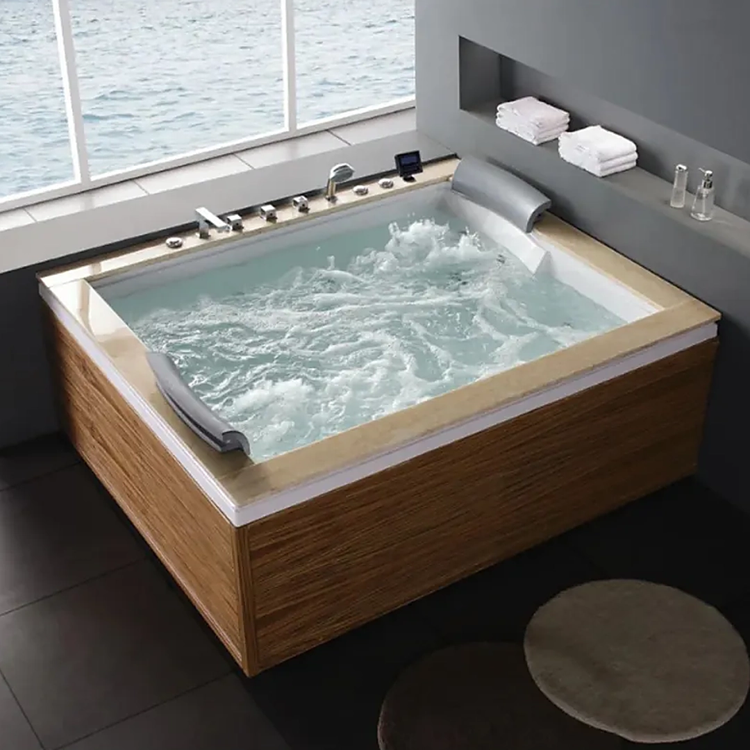 Cada cu hidromasaj - Cada cu hidromasaj dublă 2 persoane, SPA-0502, Zebrano & Primary Yellow, la perete