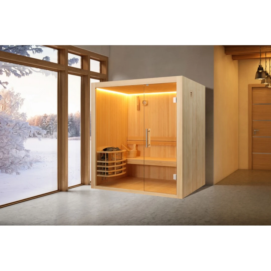 Sauna - Saună finlandeză 3 persoane WS-CC03A, fațadă frontală sticlă