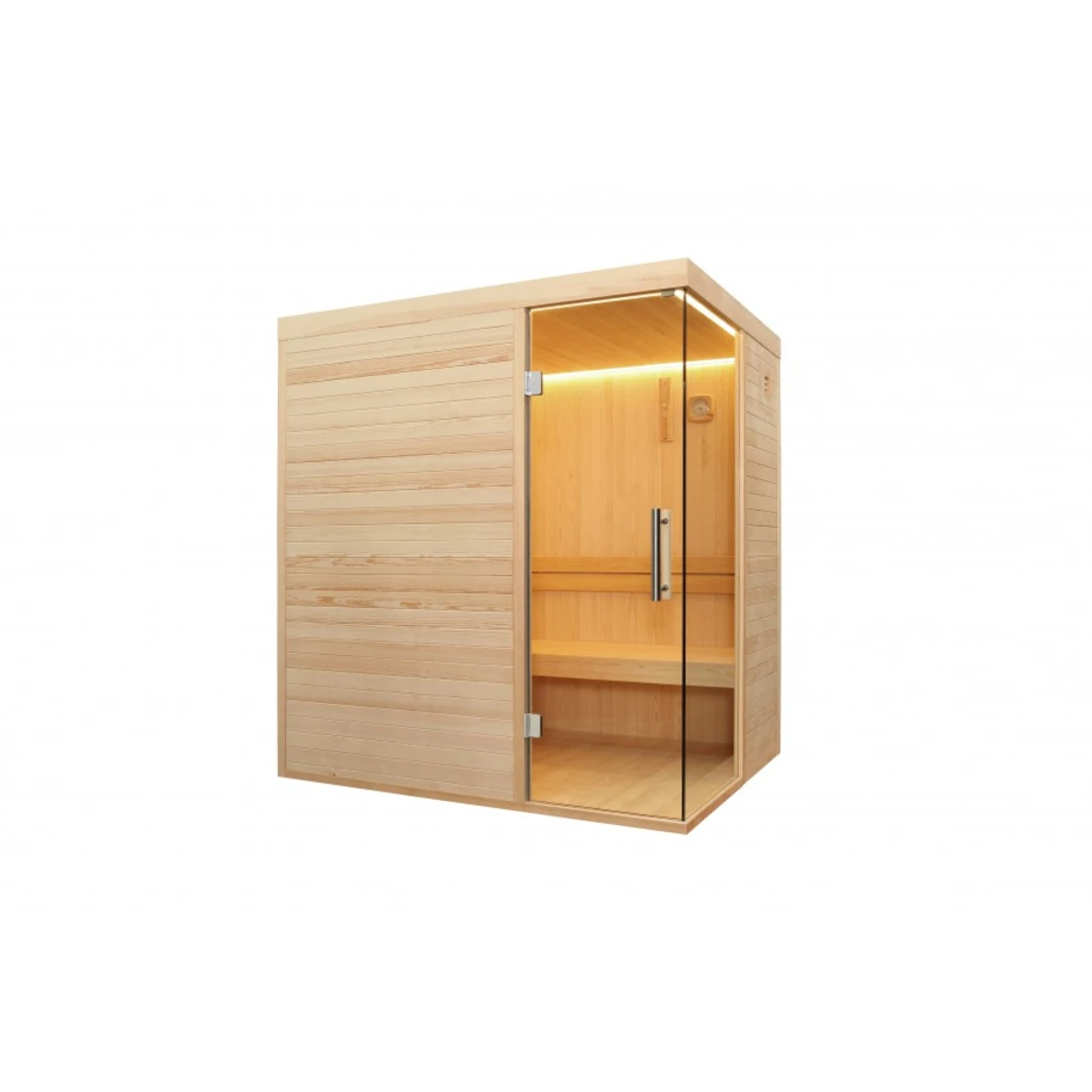 Sauna - Saună finlandeză 3 persoane WS-CC04A, perete lateral fix sticlă