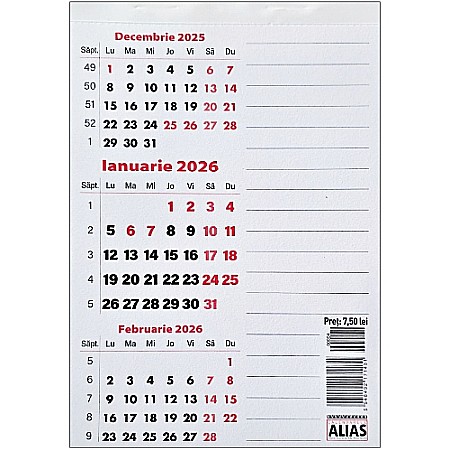 Hobby - Calendar triptic cu planner magnetic 2026