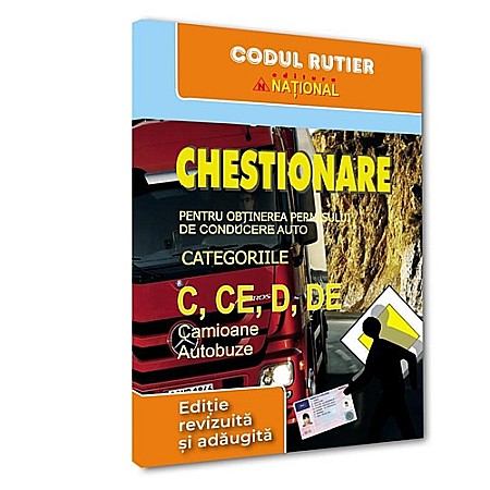 Drept/Legislație - Chestionare pentru obținerea permisului de conducere auto Categoriile C, CE, D, DE. Camioane și autobuze - 2025