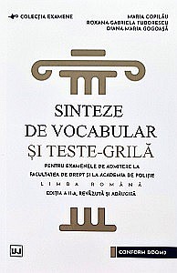 Cărți - Sinteze de vocabular și teste-grila pentru examenele de admitere la Facultatea de Drept și la Academia de Poliție – Limba romana, ediția a II-a, revazuta și adaugita