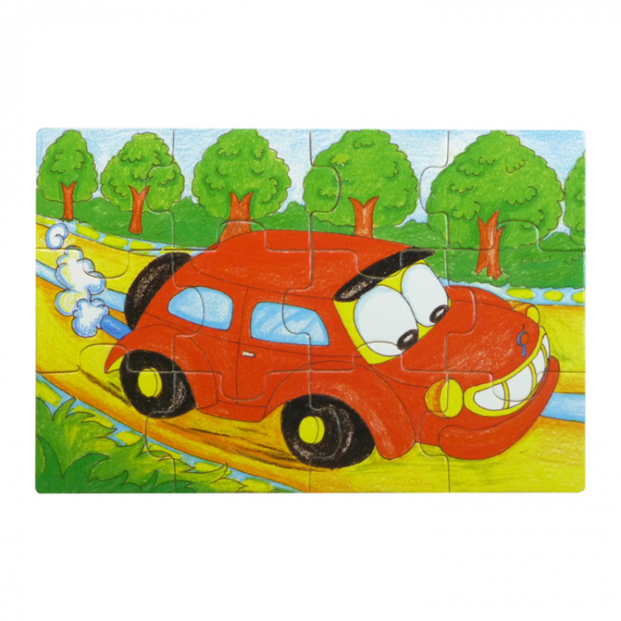 4 darabos fa puzzle készlet 12 darabbal (járművekkel) [6]