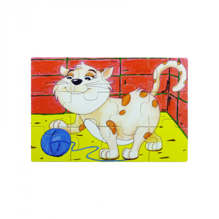 4 darabos fa puzzle készlet 12 darabos háziállatokkal [5]
