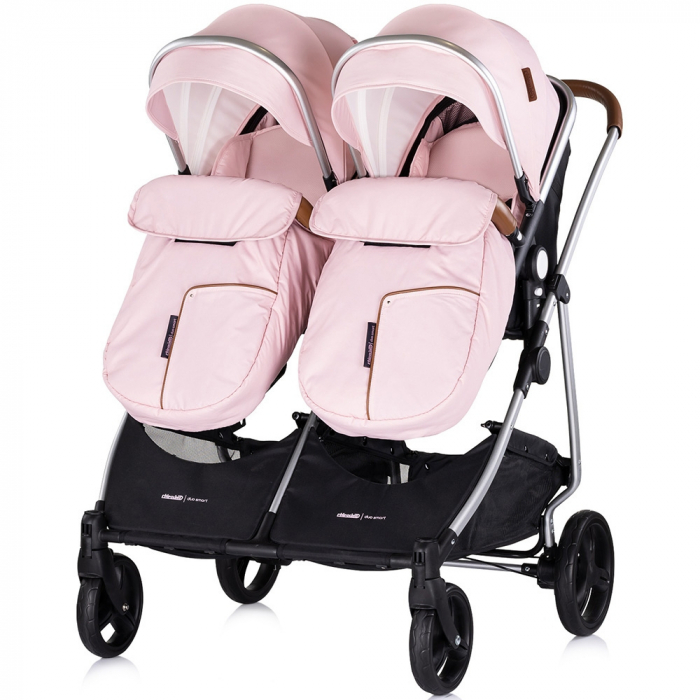 Chipolino Duo Smart 3 az 1-ben iker babakocsi rózsaszín pillecukor [5]