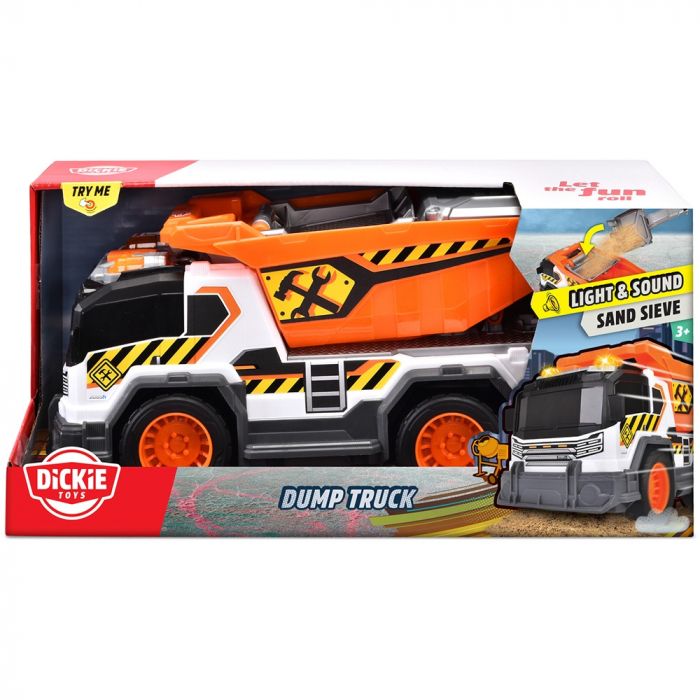 Dickie Toys 30 cm-es építőipari dömper teherautó fényekkel és hangokkal [15]