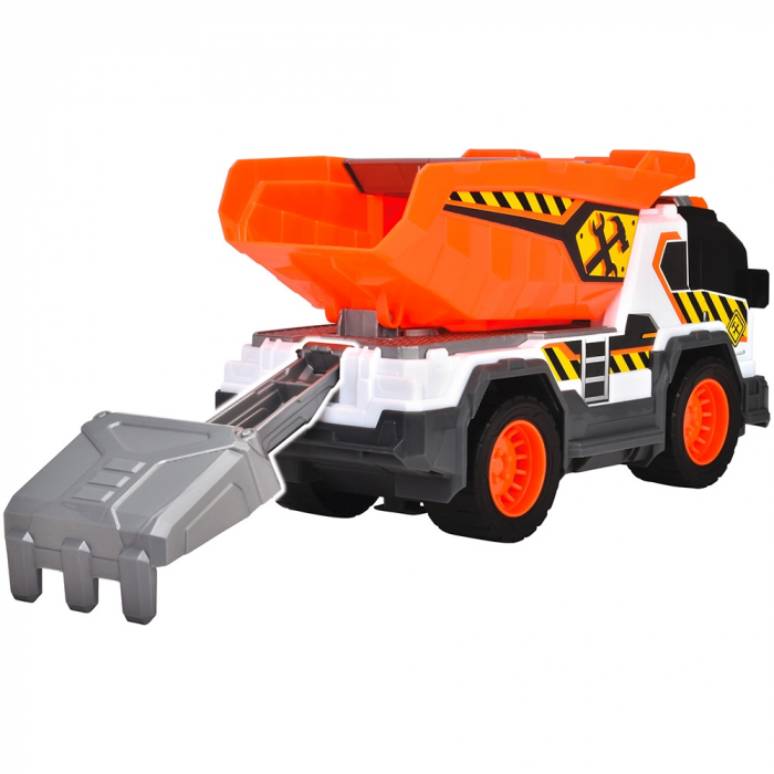 Dickie Toys 30 cm-es építőipari dömper teherautó fényekkel és hangokkal [8]