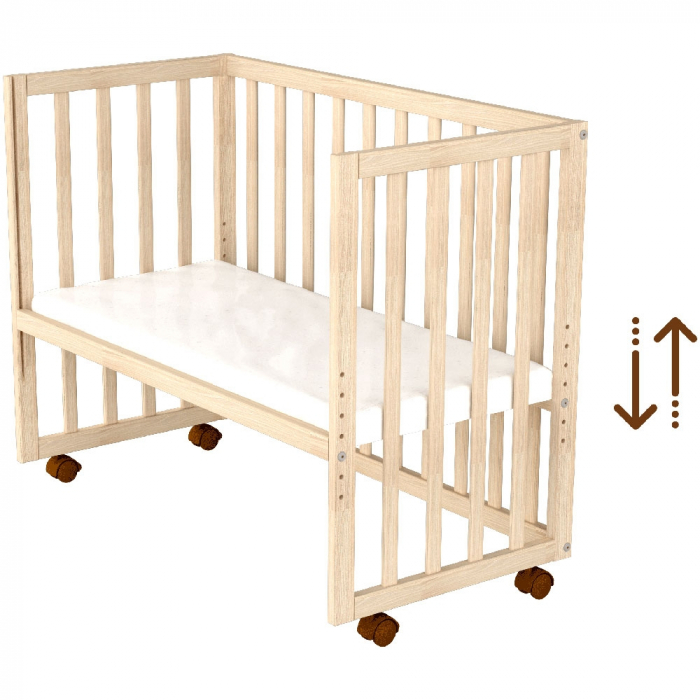 Hubners Eva 94x46 cm-es természetes fa babaágy, együttalvós modell [6]
