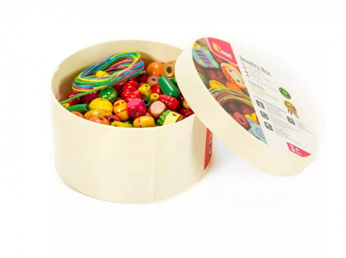 Kreatív ékszerkészítő készlet fa gyöngyökből, Viga Toys [2]