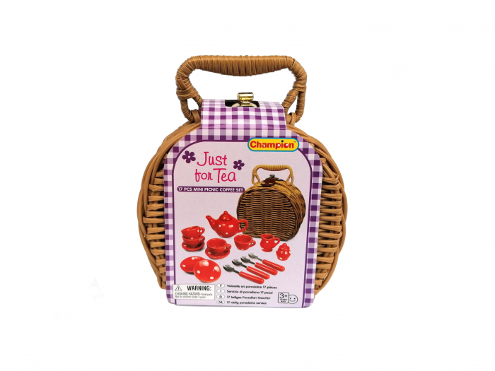Mini teáskészlet 17 darabos pöttyös porcelánból kosárban [2]