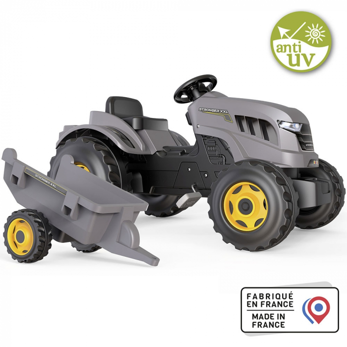 Pedálos traktor utánfutóval Smoby Stronger XXL szürke [2]