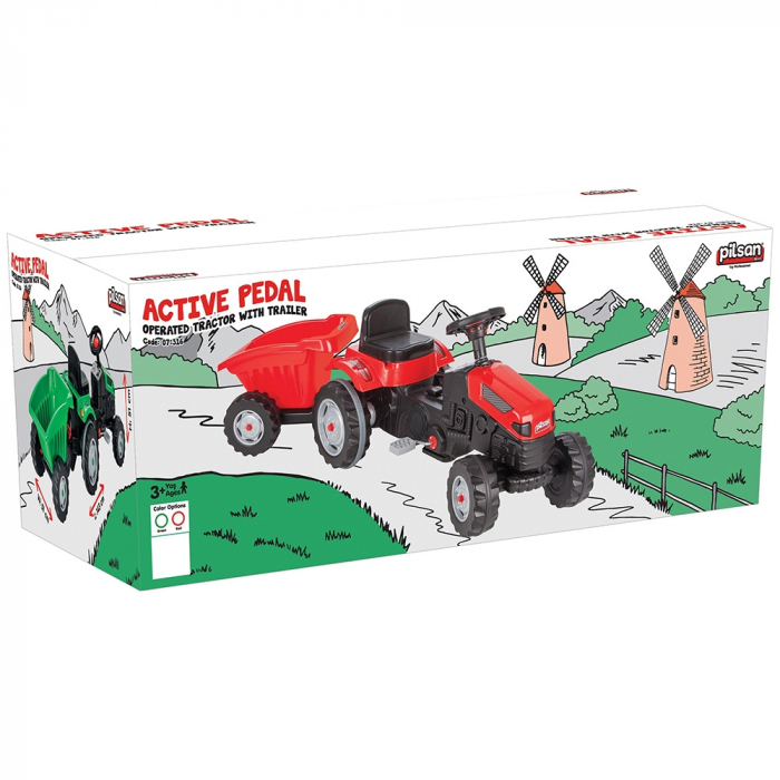 Pilsan Active piros pedálos traktor utánfutóval 07-316 [3]