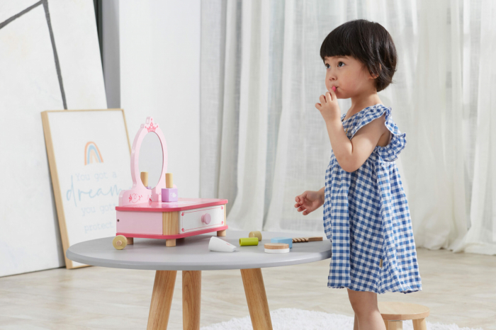 Sminkasztal tükörrel és fa kiegészítőkkel, Viga Toys [2]