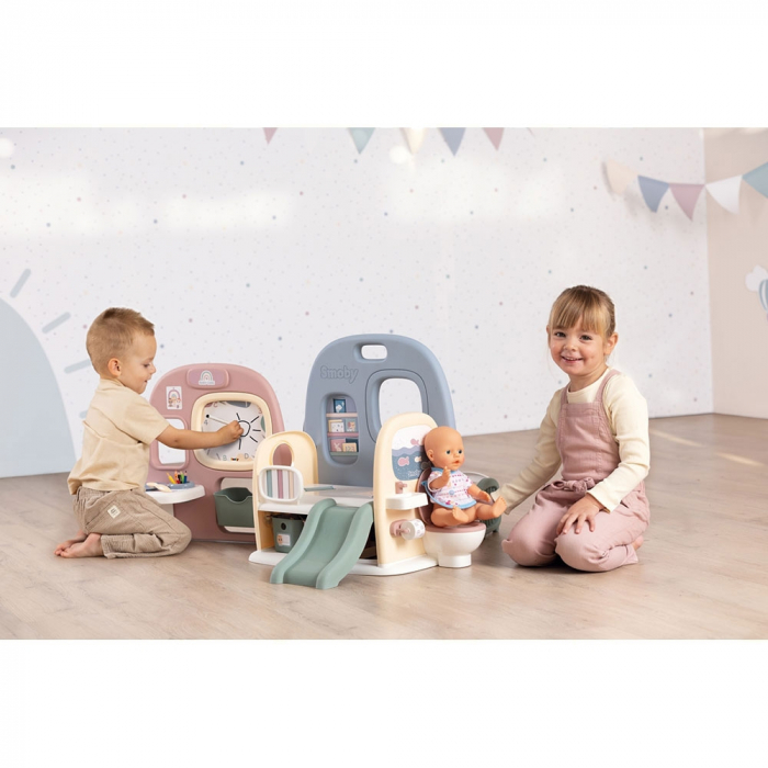 Smoby Baby Care babagondozó központ kék és rózsaszín színben, kiegészítőkkel [6]