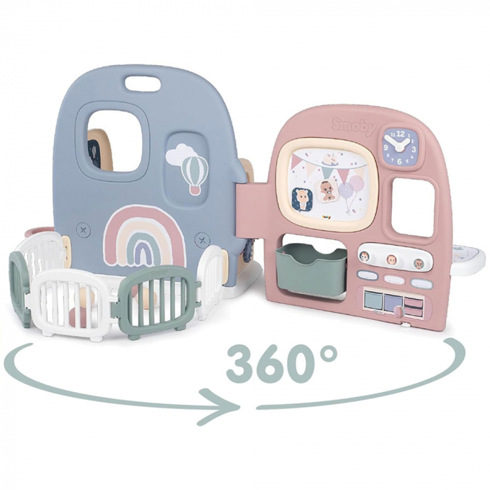 Smoby Baby Care babagondozó központ kék és rózsaszín színben, kiegészítőkkel [2]