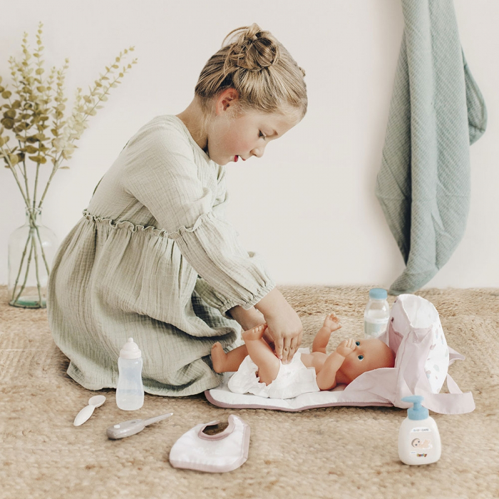 Smoby Baby Nurse pelenkázó táska babáknak, krém színű, kiegészítőkkel [5]