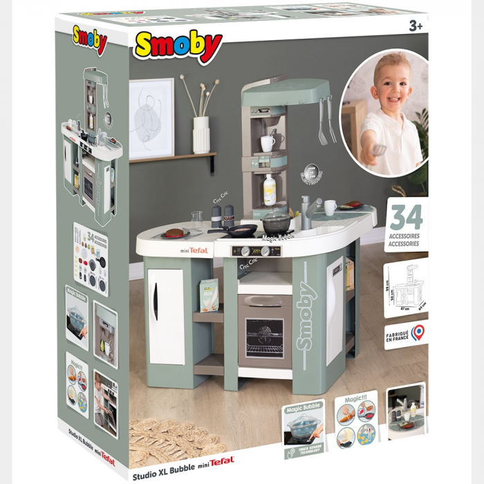 Smoby Tefal Studio XL Bubble kék játékkonyha kiegészítőkkel [15]