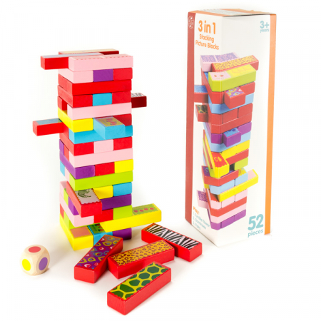 EGYÉB JÁTÉKOK / TÁRSASJÁTÉKOK - 3 az 1-ben játék - jenga - dominó - memória