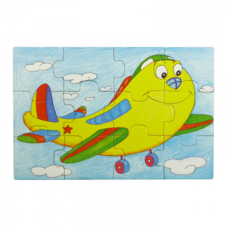 4 darabos fa puzzle készlet 12 darabbal (járművekkel) [4]
