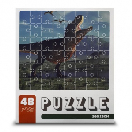 PUZZLE - 48 darabos karton puzzle dinoszaurusszal - T-Rex