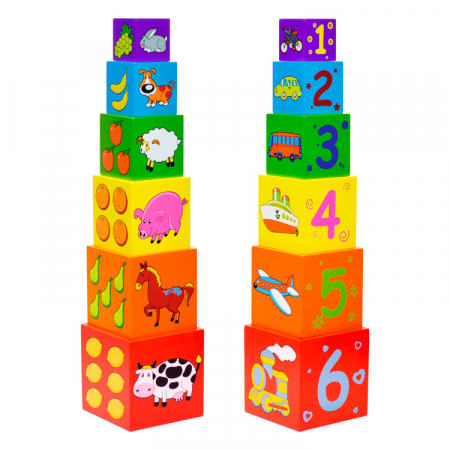 KÉSZSÉGFEJLESZTŐ JÁTÉKOK - Bábel tornya építőkocka, Viga Toys