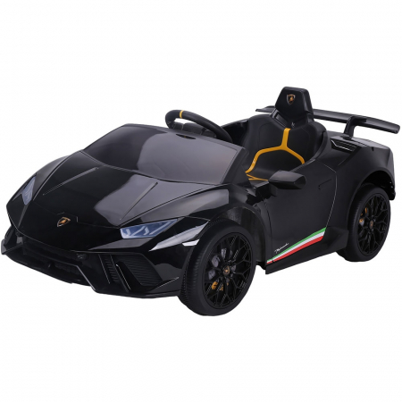 KÜLTÉRI JÁTÉKOK / ELEKTROMOS KISAUTÓK - Chipolino Lamborghini Huracan fekete elektromos kisautó bőr üléssel és EVA kerekekkel