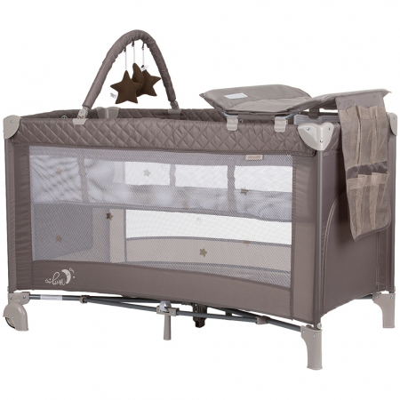 GYEREKSZOBA / BABAÁGYAK ÉS JÁRÓKÁK - Chipolino Luna macadamia összecsukható kiságy pelenkázó matraccal