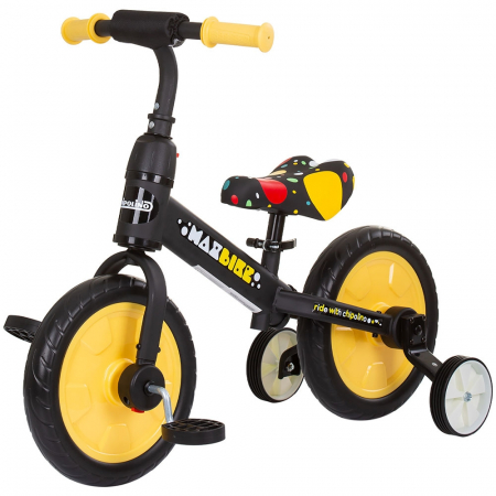 KÜLTÉRI JÁTÉKOK / LÁBBAL HAJTHATÓ BICIKLIK - Chipolino Max Bike sárga 2 az 1-ben kerékpár