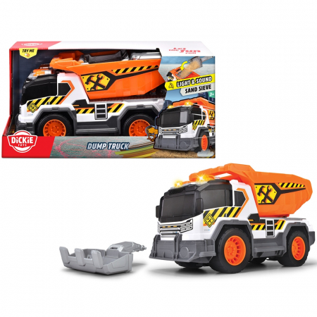 Dickie Toys 30 cm-es építőipari dömper teherautó fényekkel és hangokkal [13]