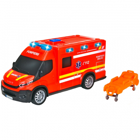KISAUTÓK - JÁRMŰVEK - Dickie Toys Iveco Daily Mentőautó 1:32 18 cm piros