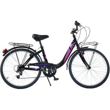 KÜLTÉRI JÁTÉKOK / LÁBBAL HAJTHATÓ BICIKLIK - Dino Bikes 24' City Summertime fekete kerékpár