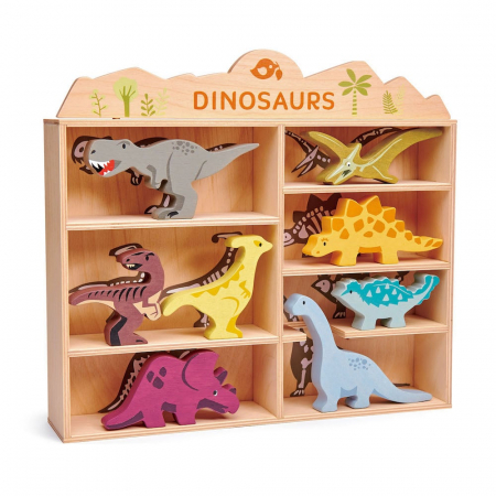 SZEREPJÁTÉKOK - Dinoszaurusz játék készlet polcon - Fa dinoszauruszok