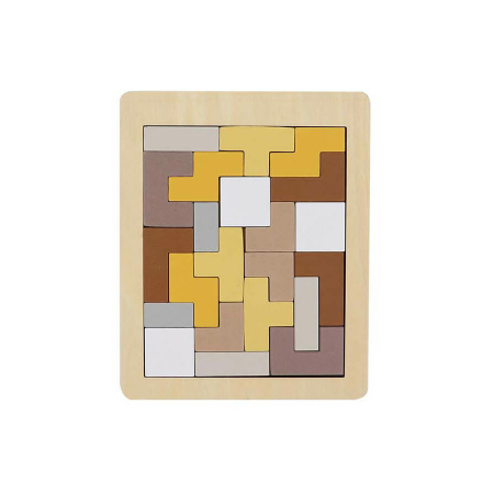 KÉSZSÉGFEJLESZTŐ JÁTÉKOK - Fa négyzet alakú oktatójáték tetris (barna)