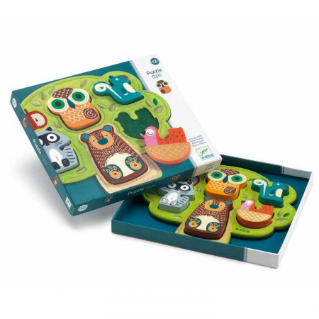 PUZZLE - Fa puzzle erdei állatokkal, Oski, Djeco