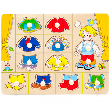 PUZZLE - Fa puzzle "Öltöztesd fel a kisfiút"