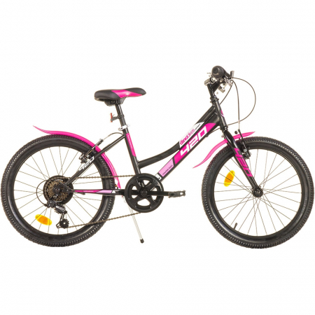 KÜLTÉRI JÁTÉKOK / LÁBBAL HAJTHATÓ BICIKLIK - Gyerek kerékpár Dino Bikes 20' MTB lányoknak, fekete, 6 sebességes