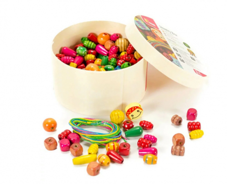 KREATÍV JÁTÉKOK - Kreatív ékszerkészítő készlet fa gyöngyökből, Viga Toys