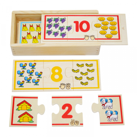 KÉSZSÉGFEJLESZTŐ JÁTÉKOK - Oktató játék párosító puzzle - Tanuljuk a számokat