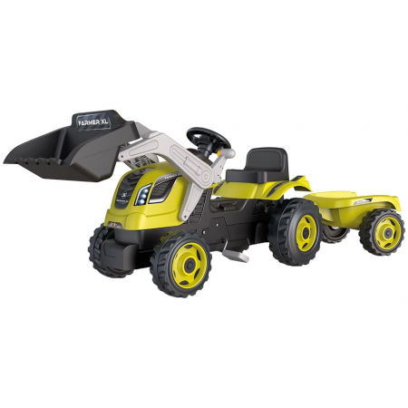 KÜLTÉRI JÁTÉKOK / PEDÁLOS TRAKTOROK GYEREKEKNEK - Pedálos traktor utánfutóval Smoby Farmer Max zöld-fekete