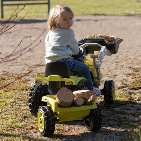 Pedálos traktor utánfutóval Smoby Farmer Max zöld-fekete [5]