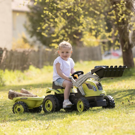 Pedálos traktor utánfutóval Smoby Farmer Max zöld-fekete [3]
