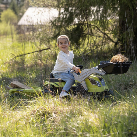 Pedálos traktor utánfutóval Smoby Farmer Max zöld-fekete [4]