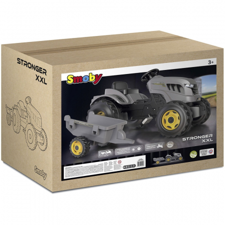 Pedálos traktor utánfutóval Smoby Stronger XXL szürke [7]