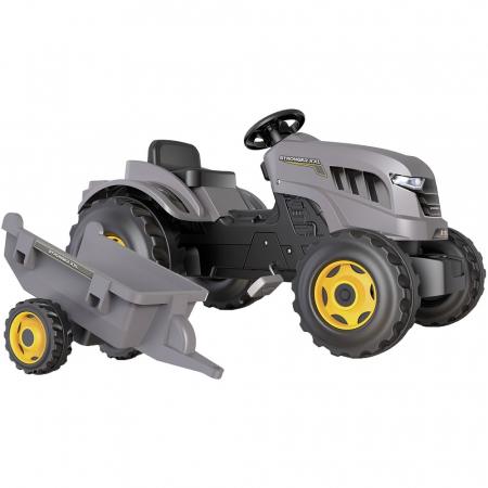 KÜLTÉRI JÁTÉKOK / PEDÁLOS TRAKTOROK GYEREKEKNEK - Pedálos traktor utánfutóval Smoby Stronger XXL szürke