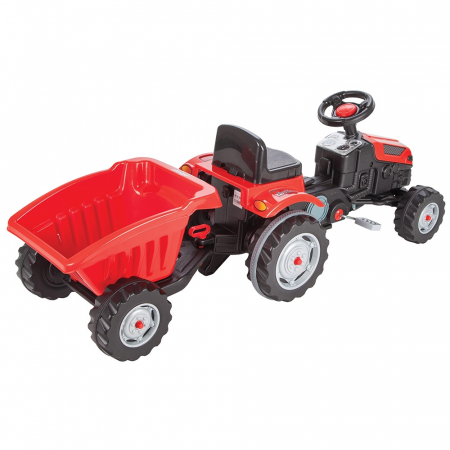 Pilsan Active piros pedálos traktor utánfutóval 07-316 [1]