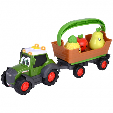 KISAUTÓK - JÁRMŰVEK - Simba ABC Freddy Gyümölcsös Traktor 30 cm, fényekkel, hangokkal, utánfutóval és figurákkal