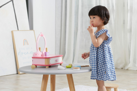 Sminkasztal tükörrel és fa kiegészítőkkel, Viga Toys [1]