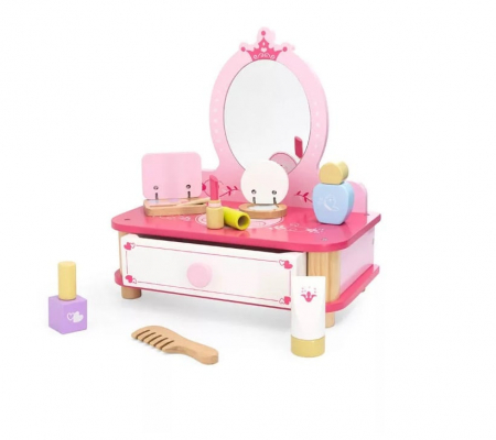 SZEREPJÁTÉKOK - Sminkasztal tükörrel és fa kiegészítőkkel, Viga Toys