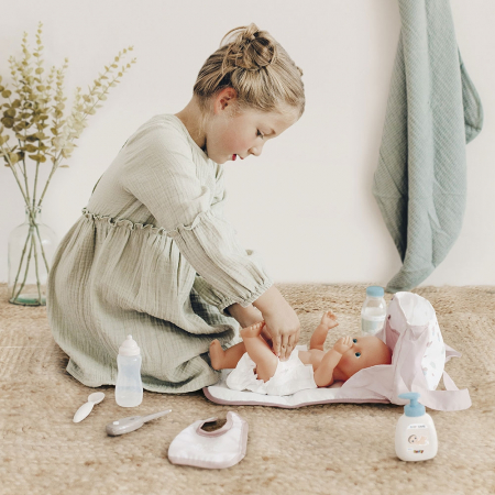 Smoby Baby Nurse pelenkázó táska babáknak, krém színű, kiegészítőkkel [4]